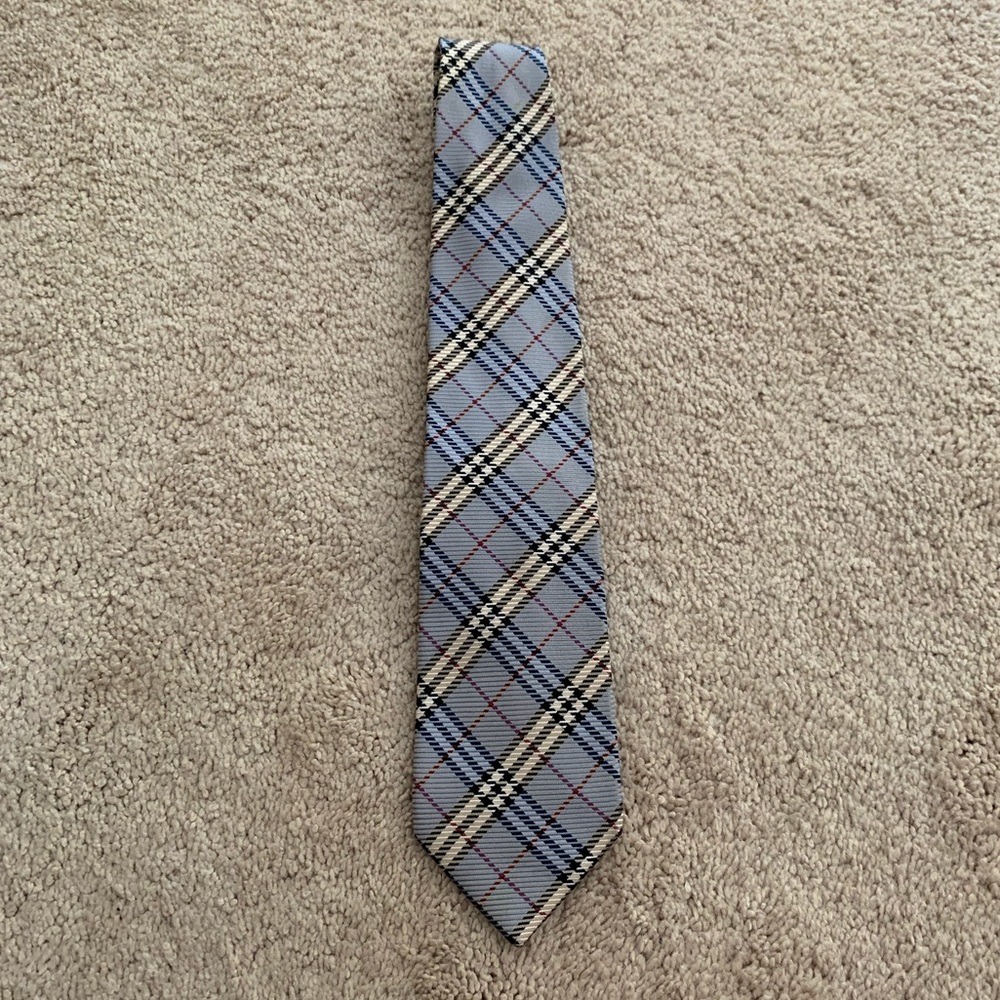 Burberry check light blue tie